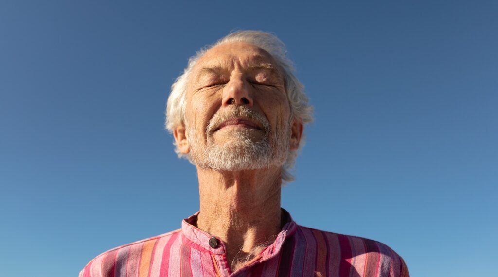 Old man enjoying free time